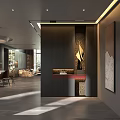 Modern Reception Area Front Desk With Elegant Lighting And Luxury Interior Design Elements 3d model
