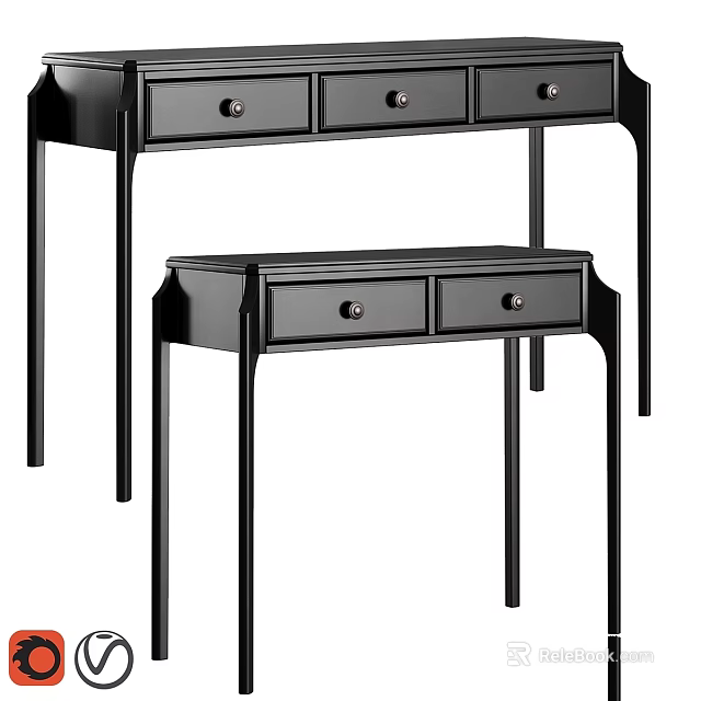 Modern Black Wooden Tables With Drawers Two Piece Set For Home Decor 3d model 