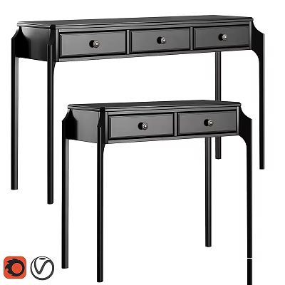 Modern Black Wooden Tables With Drawers Two Piece Set For Home Decor 3d model