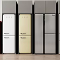 Various Styles Refrigerators Showcase Featuring Red White Cream and Silver Colors