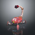 Mechanical Scorpion Creature With MTU Logo Red Orange Body And Curved Tail