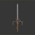 Medieval Decorative Sword With Ornate Hilt And Metal Blade Design