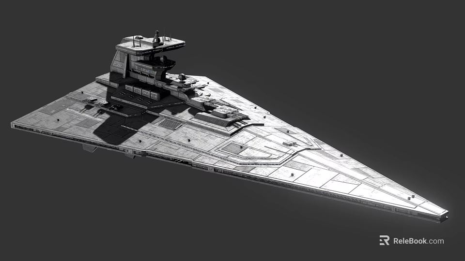 Epic Game Movie Character Large Spaceship 3D Model With Detailed Surface And Command Tower 3d model 