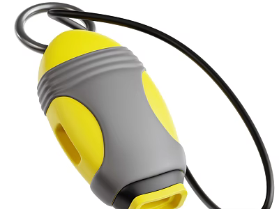Ergonomic Yellow And Gray Sports Equipment With Black Strap For Hand Strength Training 3d model