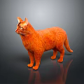 Orange Cat 3D Rendered in Standing Pose with Dark Background and Shiny Reflection 3d model