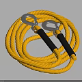 Durable Yellow Braided Rope With Silver Hooks And Ergonomic Black Handles 3d model