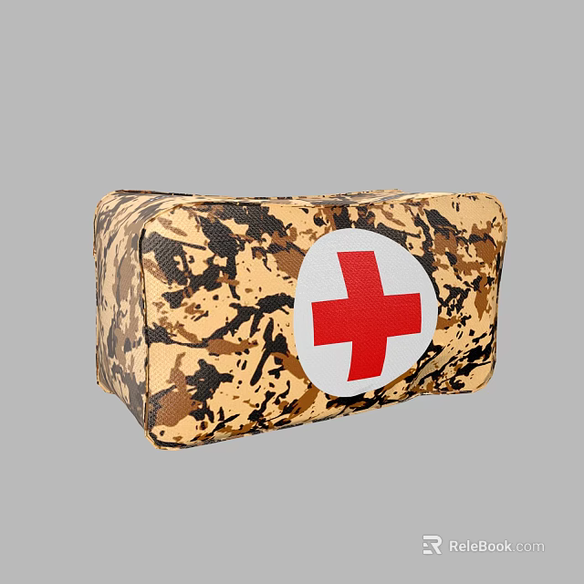Decorative Camouflage Pillow With Red Cross Design For Sofa Or Bed 3d model 