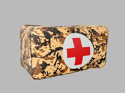 Decorative Camouflage Pillow With Red Cross Design For Sofa Or Bed 3d model