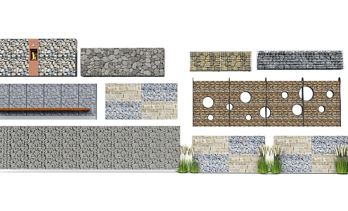 Gabion landscape wall landscape wall enclosing wall rust board landscape wall stone enclosing wall gabion 3d model