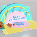 Interactive Basketball Play Zone With Hoops Balls And Play Area Design 3d model