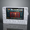 White Audio Control Device With Display Screen Colorful Sliders Buttons And Knobs 3d model