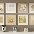 Traditional Chinese Paintings Wall Art With Decorative Vases Stone Figurines And Potted Plant