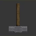 Classic Metal Head Hammer Weapon With Wooden Handle And Reflective Surface