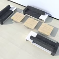 Minimalist Modern Sofa Coffee Table Set With Dark Grey Sofas And Wooden Tables 3d model