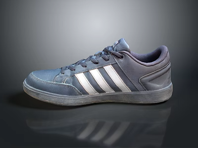 Blue Casual Sneakers With Silver Stripes And Simple Lightweight Design For Daily Wear 3d model
