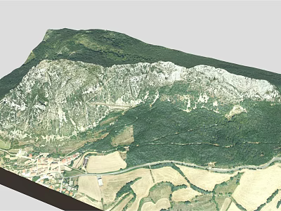 Garden Landscape Design Featuring Mountain Terrain Green Vegetation Agricultural Fields And Village Area 3d model