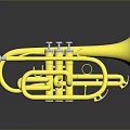 Shiny Golden Trumpet with Reflective Surface Displayed on Gray Background