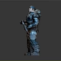 Sci Fi Armored Warrior Character Holding Futuristic Weapon as Living Creature