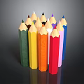 Vibrant Assorted Colored Pencils With Sharpened Tips Standing On Dark Background