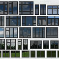 Modern window combination casement window grille window floor-to-ceiling window double window 3d model