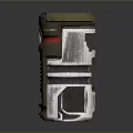 Futuristic Metallic Weapon Device With Glowing Blue Red Core And Cylindrical Design