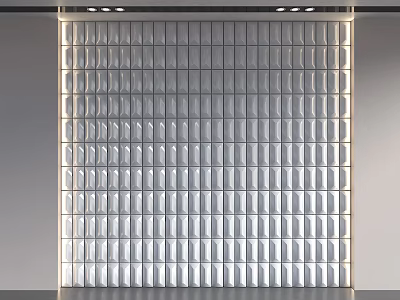 Silver Geometric Patterned Background Wall With Recessed Lighting And Smooth Surface Design 3d model