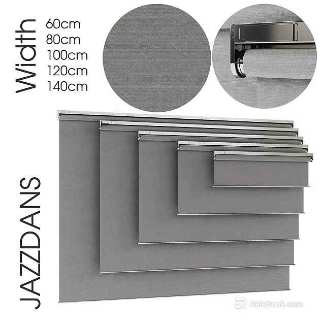 Gray Window Curtains With 100cm 120cm 140cm Sizes Stacked Design 3d model