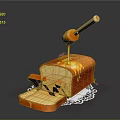 Sliced Bread With Honey Dipper Drizzling Fresh Honey On Lace Doily