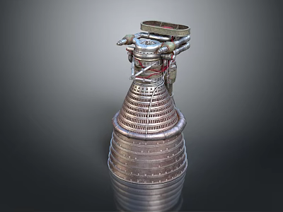 Aerospace Rocket Engine With Metallic Mesh Structure And Complex Industrial Components 3d model