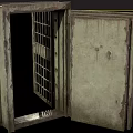 Rusty Open Safe Door Displaying Old Metal Grille And Antique Design