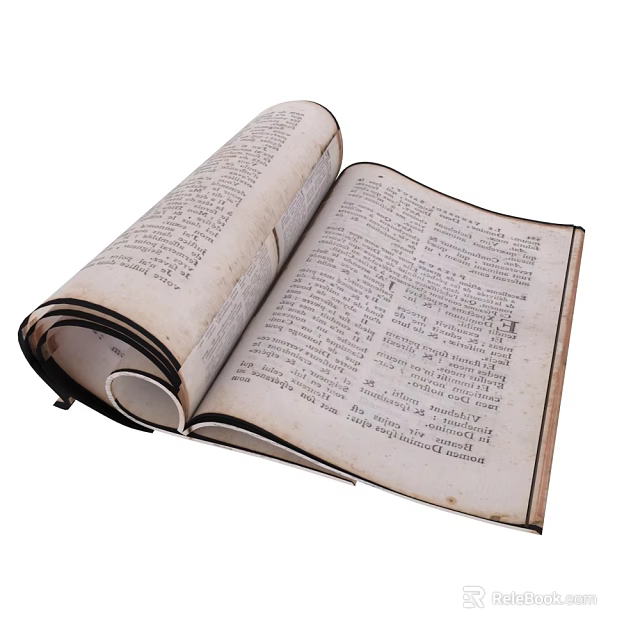 Ancient Open Scroll Manuscript Displaying Historical Text and Vintage Pages 3d model