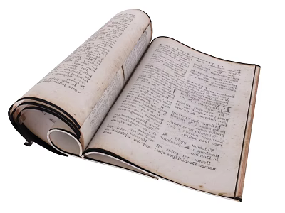 Ancient Open Scroll Manuscript Displaying Historical Text and Vintage Pages 3d model