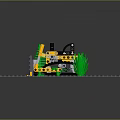 Building Blocks Bulldozer Model with Green Trees Grass and Gray Brick Baseplate 3d model