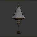 Conical White Brown Buoy With Number 76 Top Light And Rope Seaweed