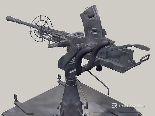Heavy Machine Gun With Mounted Structure And Components 3d model 