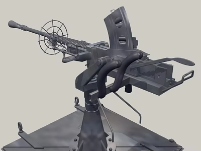 Heavy Machine Gun With Mounted Structure And Components 3d model