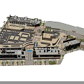 Aerial View Planning of Urban Commercial Complex With Modern Buildings and Open Plazas