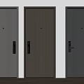 Modern Security Doors With Three Different Colored Wood Grain Vertical Stripes And Secure Locks 3d model