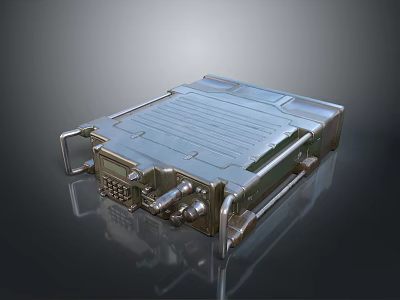 Tactical Military Weapon Case With Metallic Structure Handles And Control Panel Features 3d model