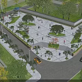 Scenic Urban Park Landscape With Open Square Green Trees Walking Paths And Pedestrians