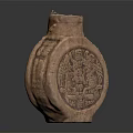 Ancient Clay Pottery Jar With Intricate Carved Designs And Decorative Motifs