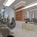 Modern Beauty Hair Salon Interior With Styling Chairs Mirrors And Marble Reception Desk