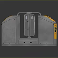 Modern Access Control Entry Gate With Silver Metal Frame And Yellow Display Screen