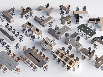 Modern Office Desk and Chair Office Desk Manager Office Furniture Conference Table and Chair 3d model