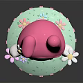 Pink Rabbit Shaped Furniture Decor With Pink Hat White Body Green Base And Small Flower