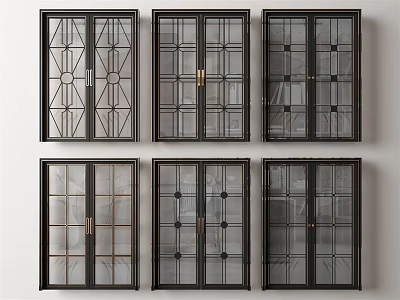 Various Stylish Sliding Doors With Unique Design Patterns For Home Interior 3d model
