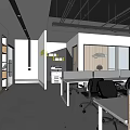 Modern Public Office Space With Open Layout Desks Partitions And Lighting Fixtures