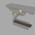 Elegant Marble Reception Desk With Artistic Sculptural Structure And Warm Lighting