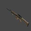Camouflage Tactical Rifle With Scope And Tan Components For Military Operations
