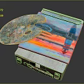 Daily Living Supplies Featuring Colorful Paint Palette Canvas Board And Wooden Storage Box